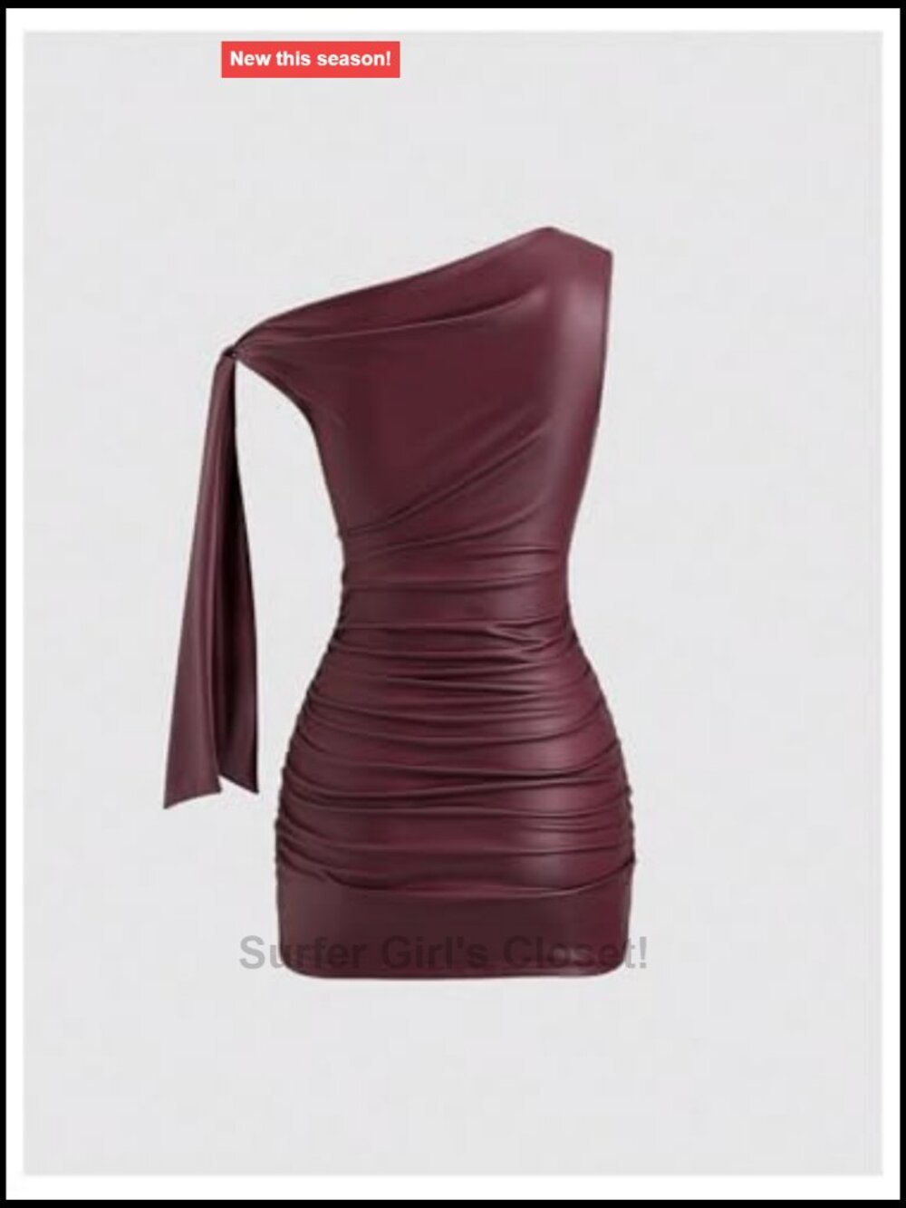 Faux Leather Off The Shoulder Ruched Bodycon Mini Dress - Picture 3 of 5